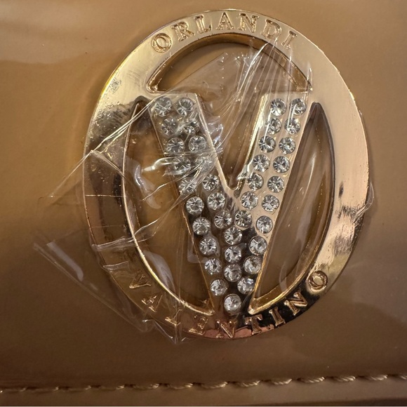 Valentino Orlandi Vegan Patent Leather Taupe crossbody/shoulder bag/clutch - Picture 12 of 12